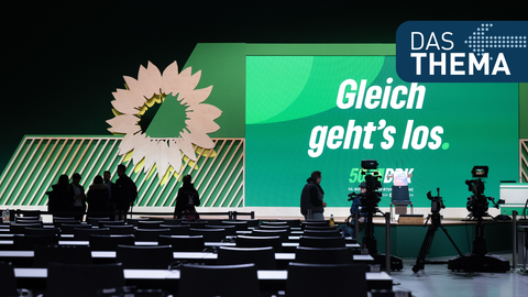 Vor Beginn der 50. Ordentlichen Bundesdelegiertenkonferenz der Grünen laufen die Vorbereitungen im Rhein-Main-Congress-Centrum in Wiesbaden