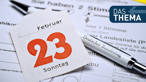 Kalender mit Datum 23. Februar auf Stimmzettel