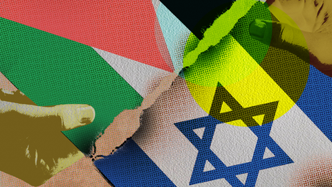 Die israelische und die palästinensische Flagge