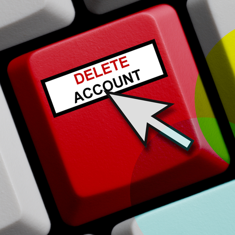 Eine Tastatur - eine Taste ist beschriftet mit "Delete Account"