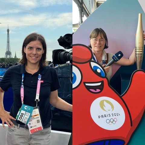 Stefanie Markert (rechts), langjährige ARD-Korrespondentin in Paris, und mit Seraina Degen, Sportredakteurin vom Schweizer Fernsehen