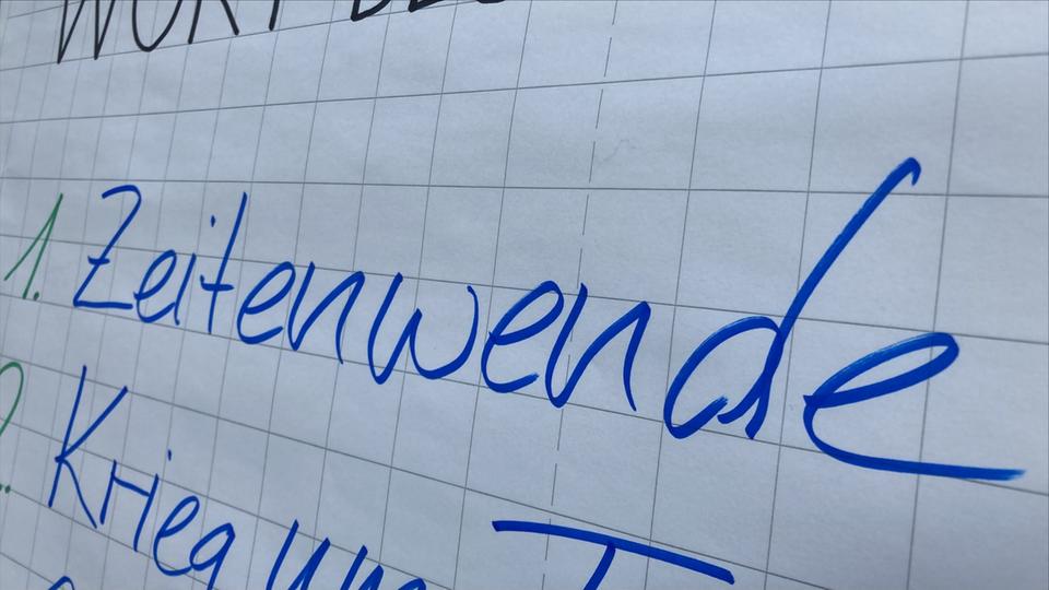 Schriftzug Zeitenwende auf einem Flip-Chart